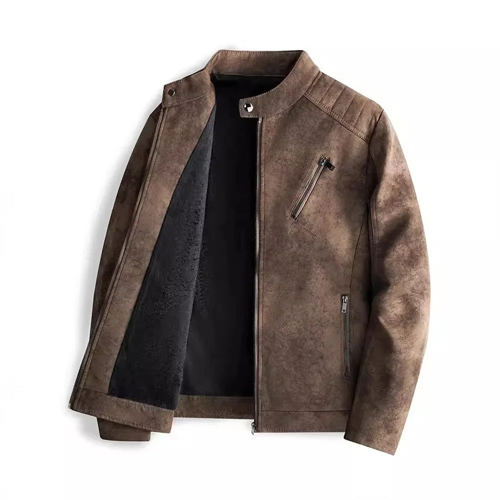 Elegante fleecegefütterte Lederjacke