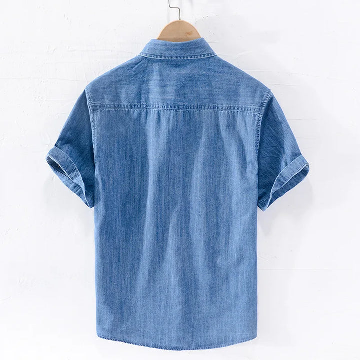 Denim-Hemd mit kurzen Ärmeln
