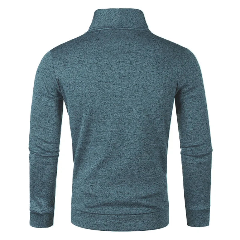 Eleganter Knopf-Stehkragenpullover