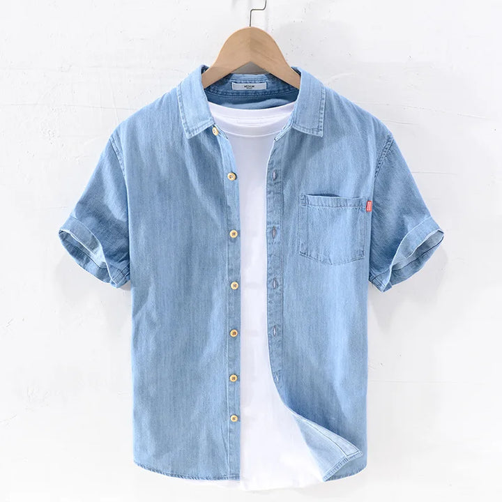 Denim-Hemd mit kurzen Ärmeln