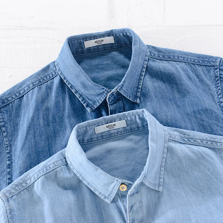 Denim-Hemd mit kurzen Ärmeln