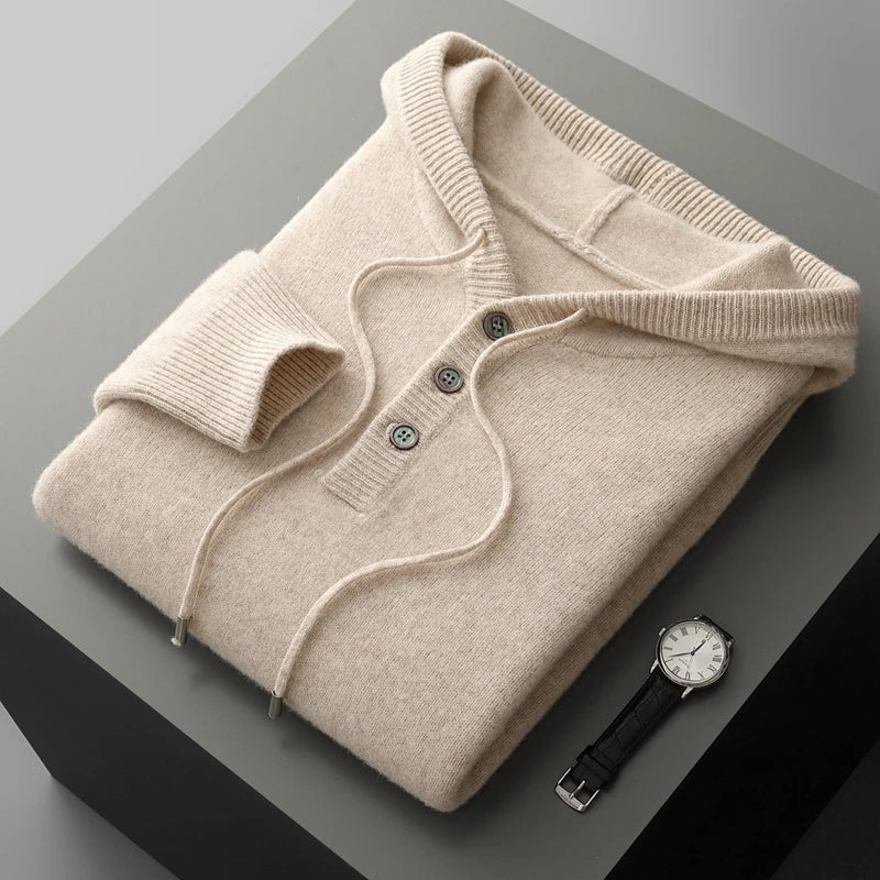Eleganter Merino Woll Hoodie