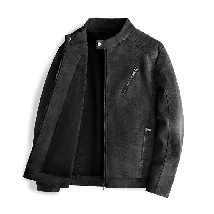 Elegante fleecegefütterte Lederjacke