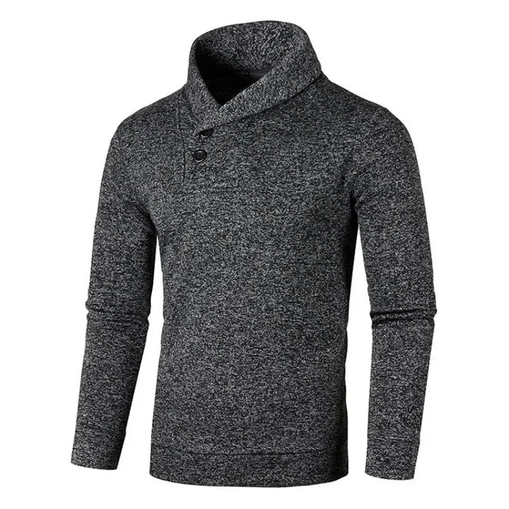 Eleganter Knopf-Stehkragenpullover