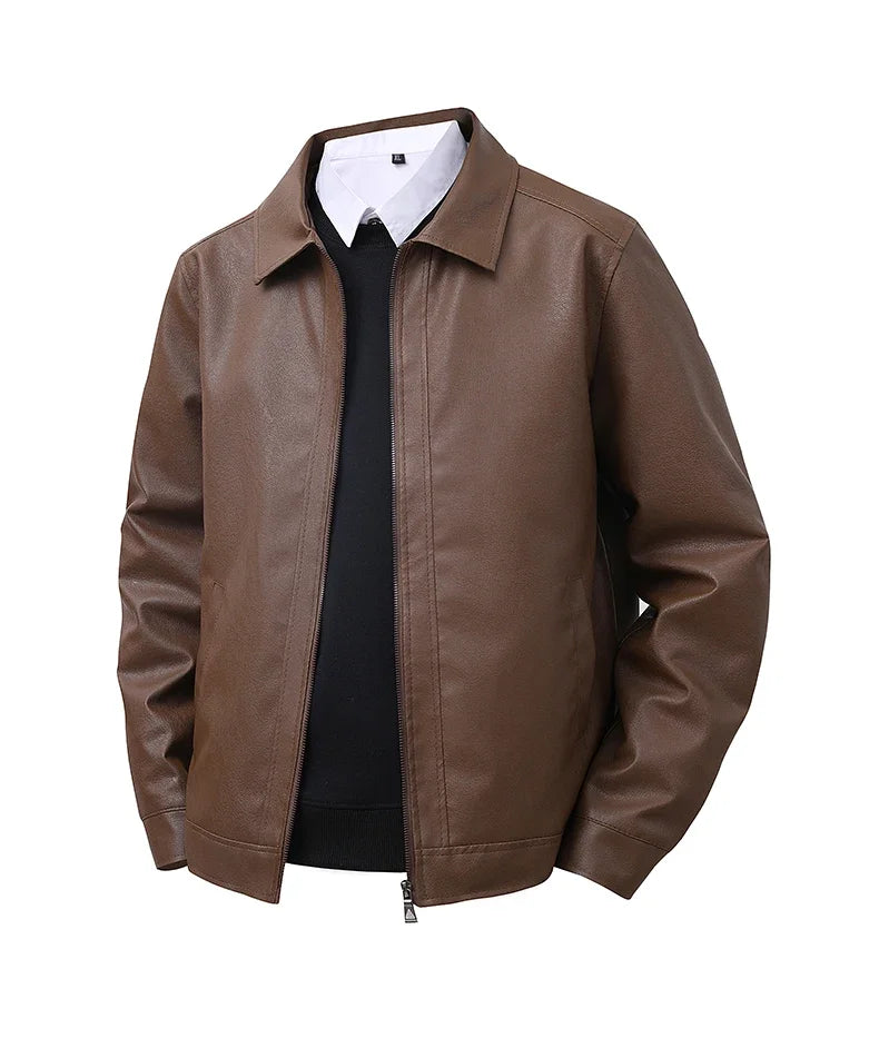 Elegante Leder-Bomberjacke