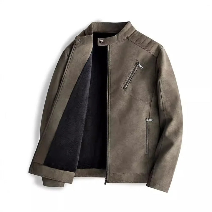 Elegante fleecegefütterte Lederjacke