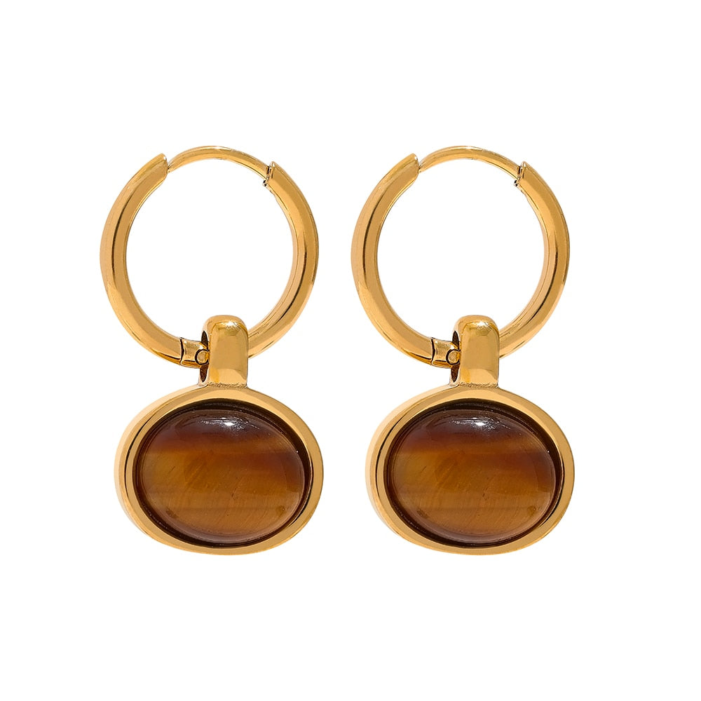 Celestial Harmony - Gold plated oorbellen - Tiger's Eye