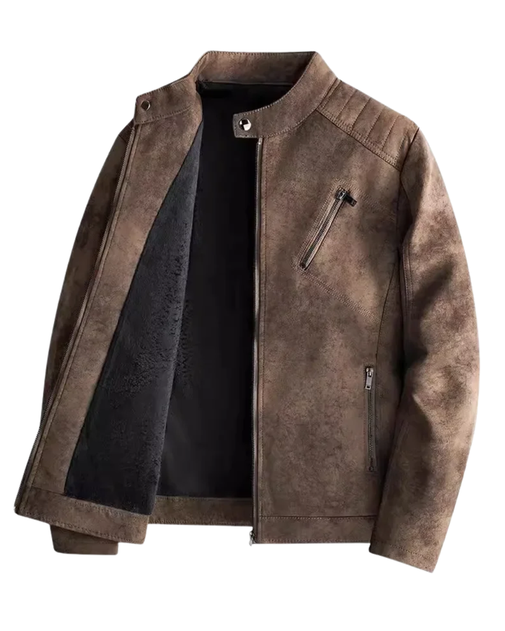 Elegante fleecegefütterte Lederjacke