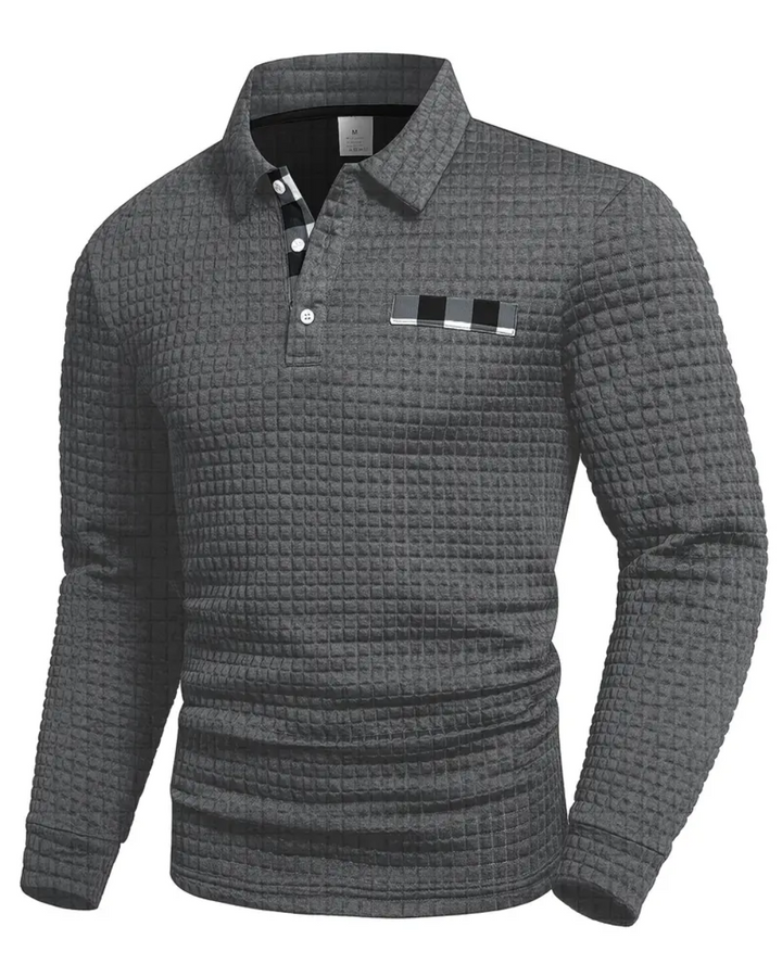 Gerippter Polo-Pullover