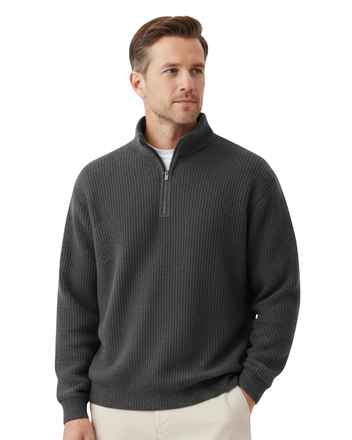 Eleganter gestrickter Zip-Pullover