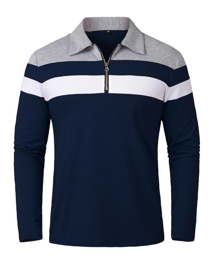 Eleganter Gestreifter Pullover mit Reißverschluss