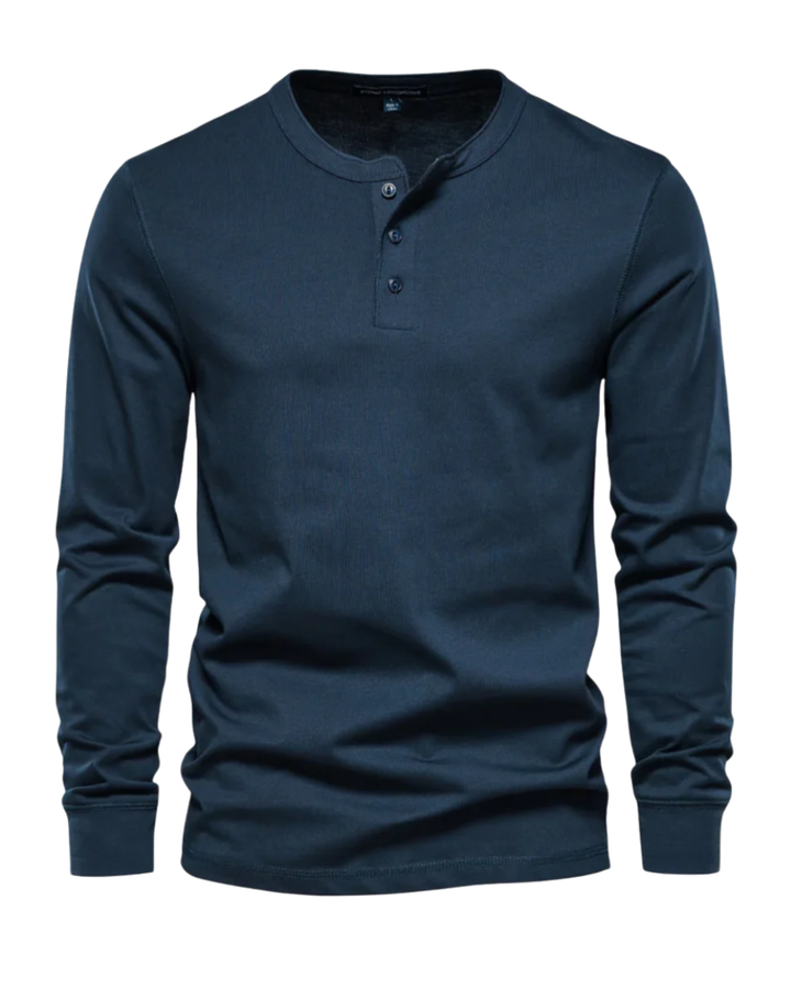 Elegantes Baumwoll-Henley mit langen Ärmeln