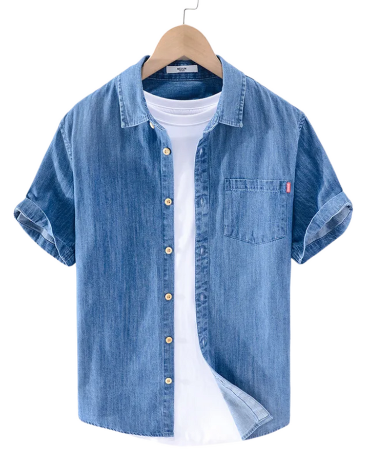 Denim-Hemd mit kurzen Ärmeln