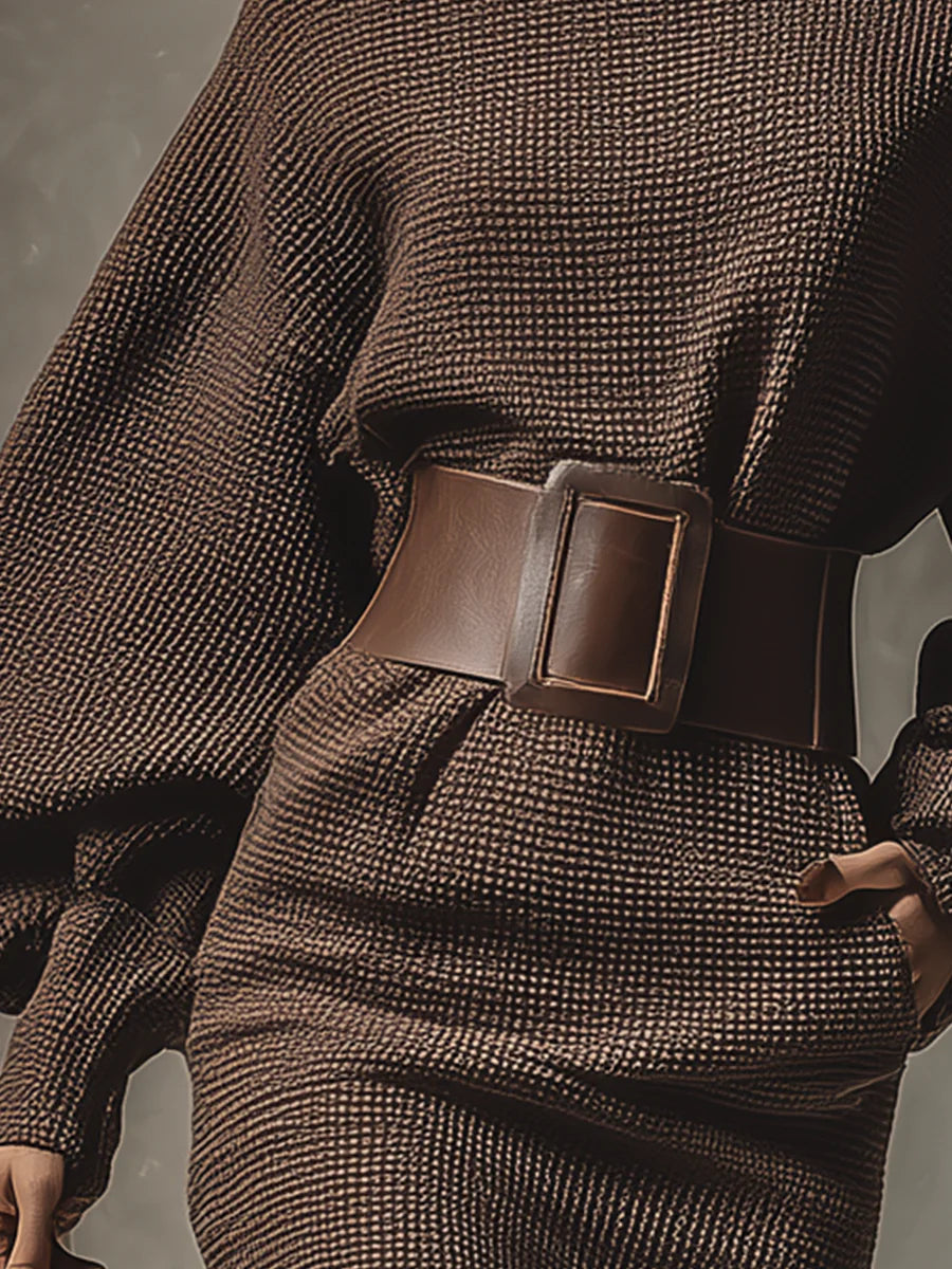 Clea - Strukturierter Gürteldress aus Strick