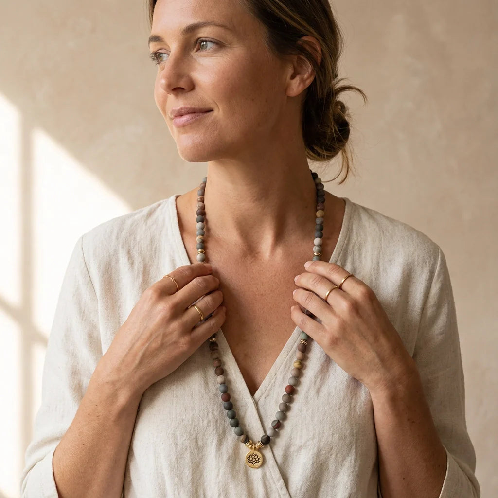Stress Relieving Jasper Mala - Jasper