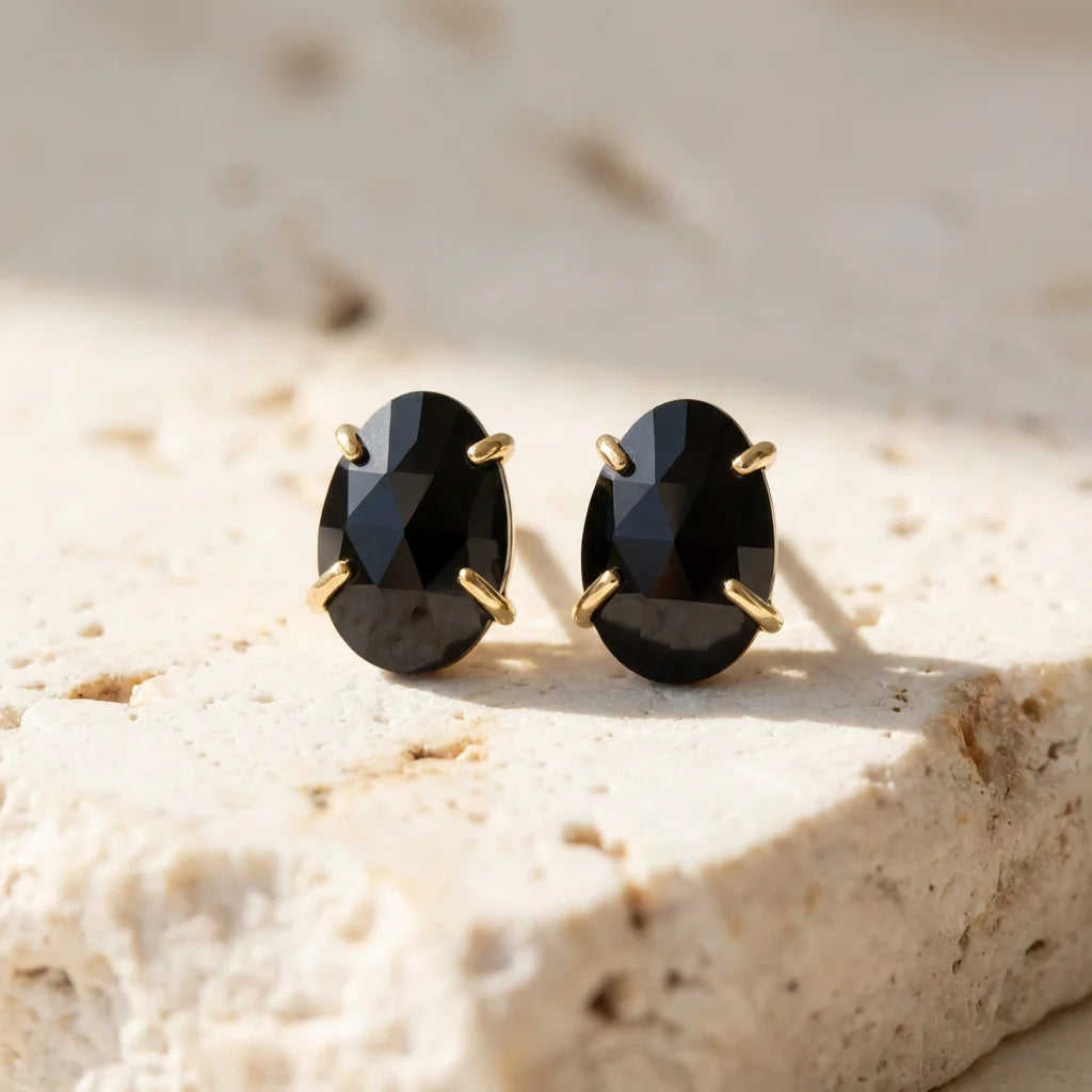 Powerful Black Onyx Stud Earrings - Onyx