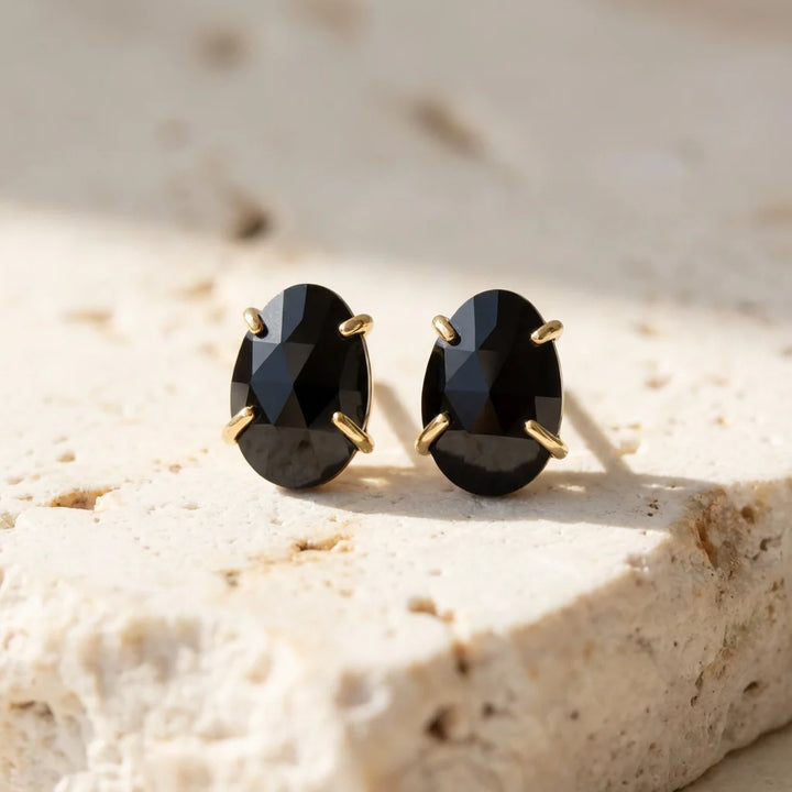 Powerful Black Onyx Stud Earrings - Onyx
