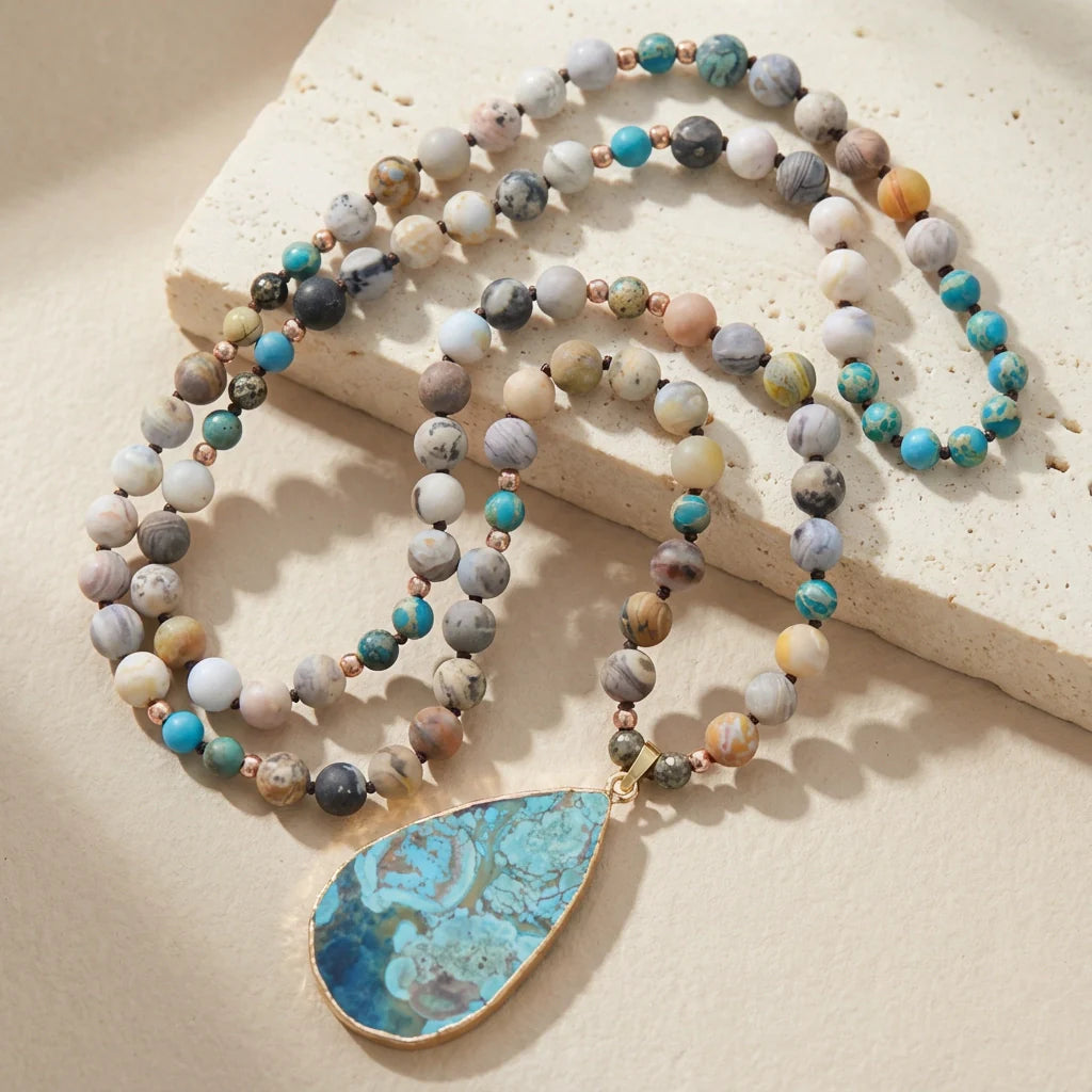 Flowing Ocean Jasper Necklace - Jasper