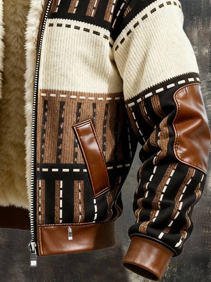 Retro-Fleece gefütterte Jacke