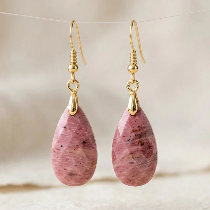 Rhodonite Drop Earrings - Rhodonite