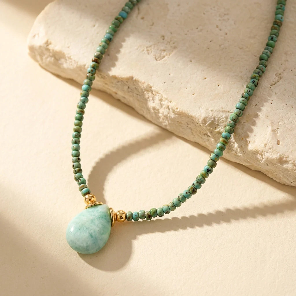 Amazonite Drop Necklace - Amazonite 
