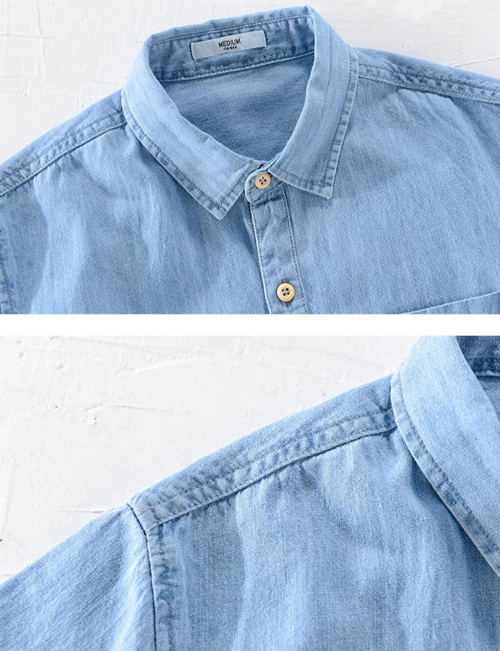 Denim-Hemd mit kurzen Ärmeln