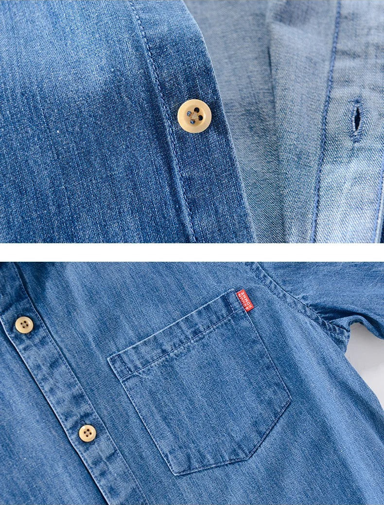 Denim-Hemd mit kurzen Ärmeln