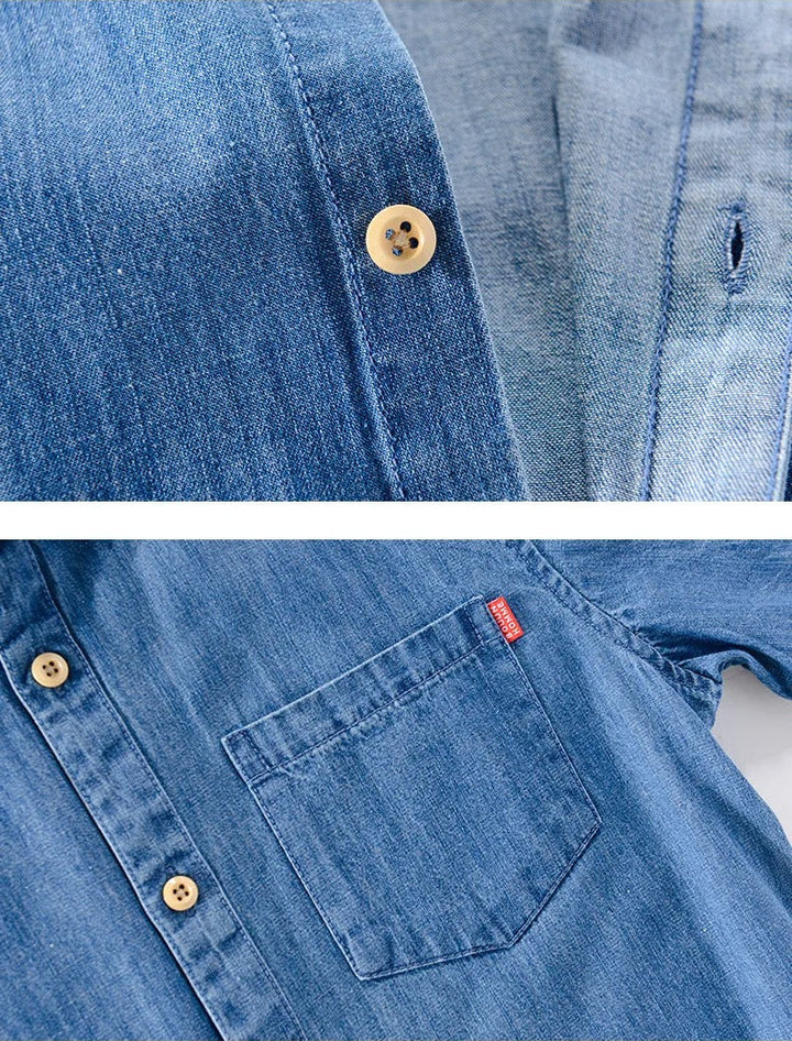 Denim-Hemd mit kurzen Ärmeln