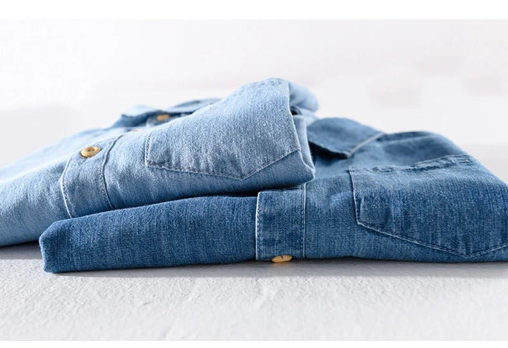 Denim-Hemd mit kurzen Ärmeln