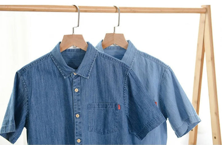 Denim-Hemd mit kurzen Ärmeln