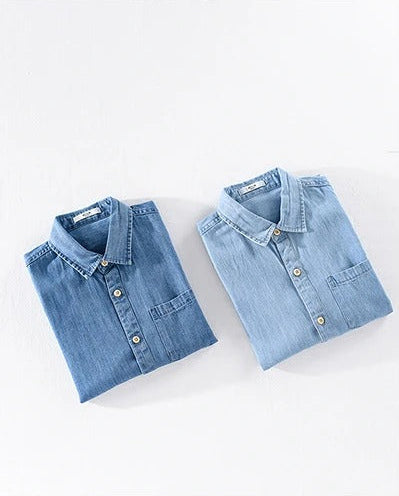 Denim-Hemd mit kurzen Ärmeln