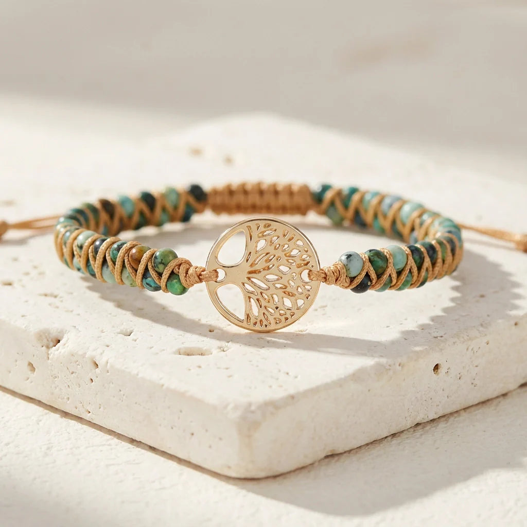 Woven Tree of Life Bracelet - Jasper