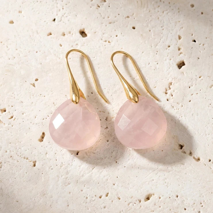 Compassion Rose Quartz Drop Earrings - Rose Quartz