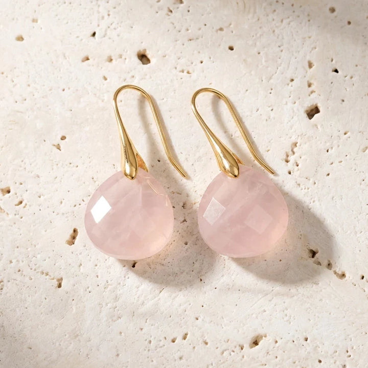 Compassion Rose Quartz Drop Earrings - Rose Quartz