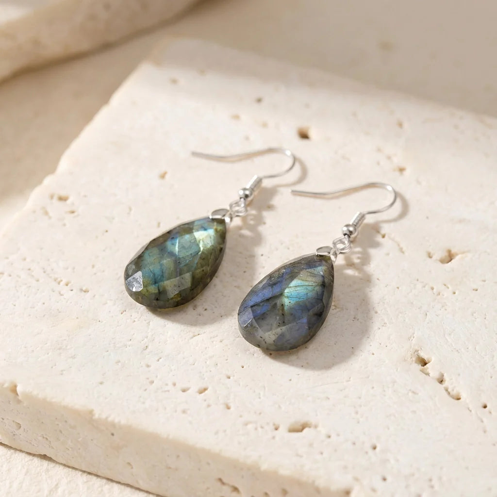 Labradorite Drop Earrings - Labradorite
