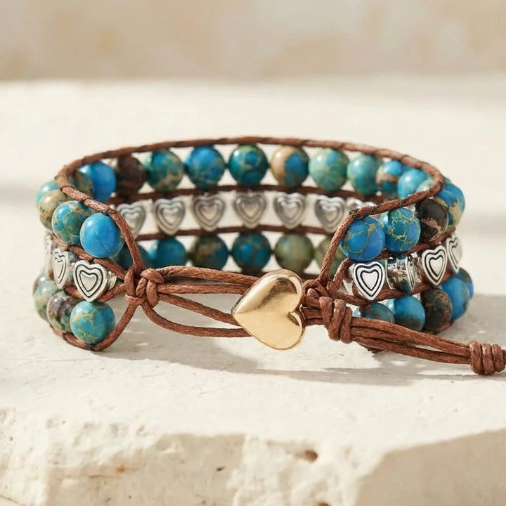 Balancing Heart Boho Bracelet - Amazonite