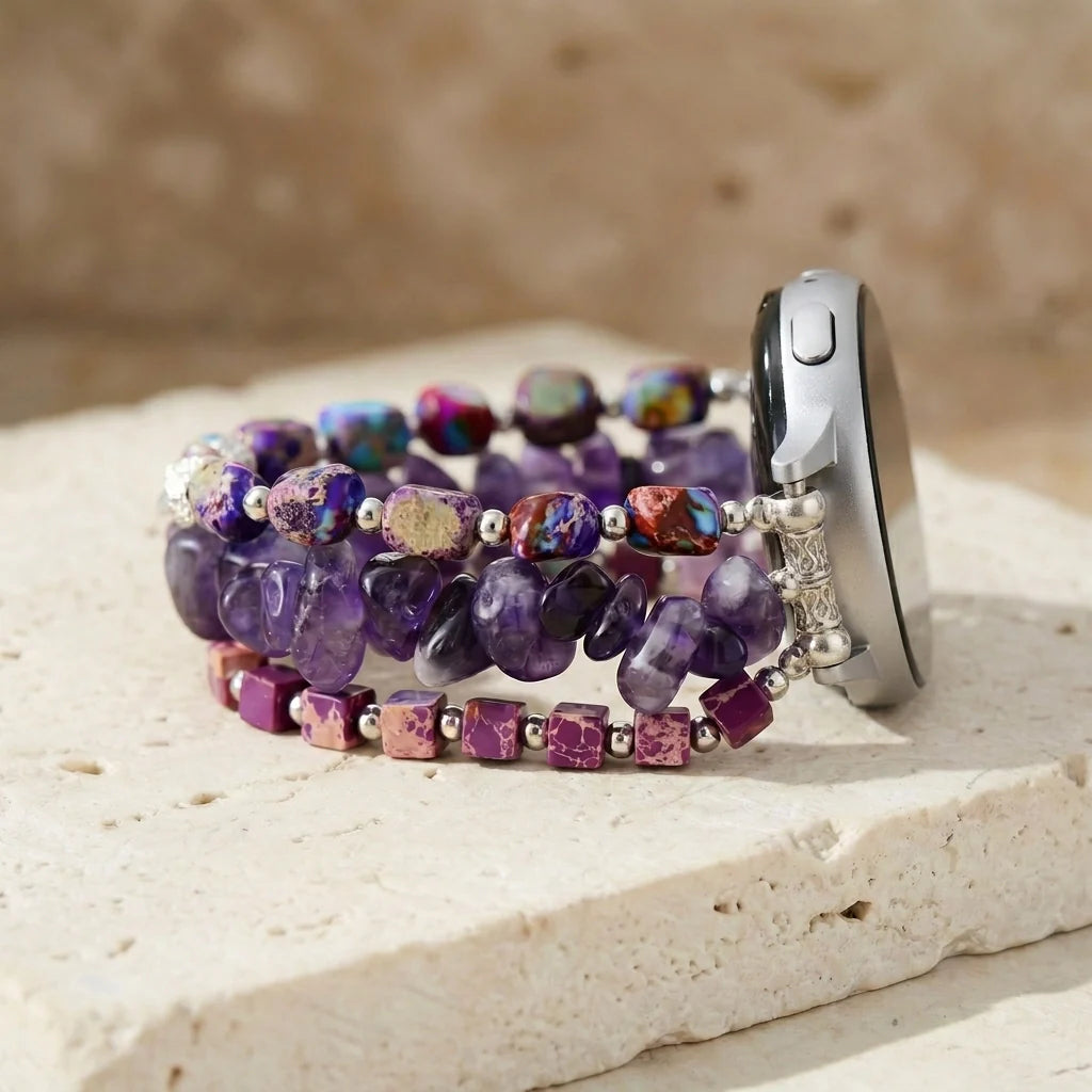 Amethyst & Jasper Samsung Watch Band - Amethyst