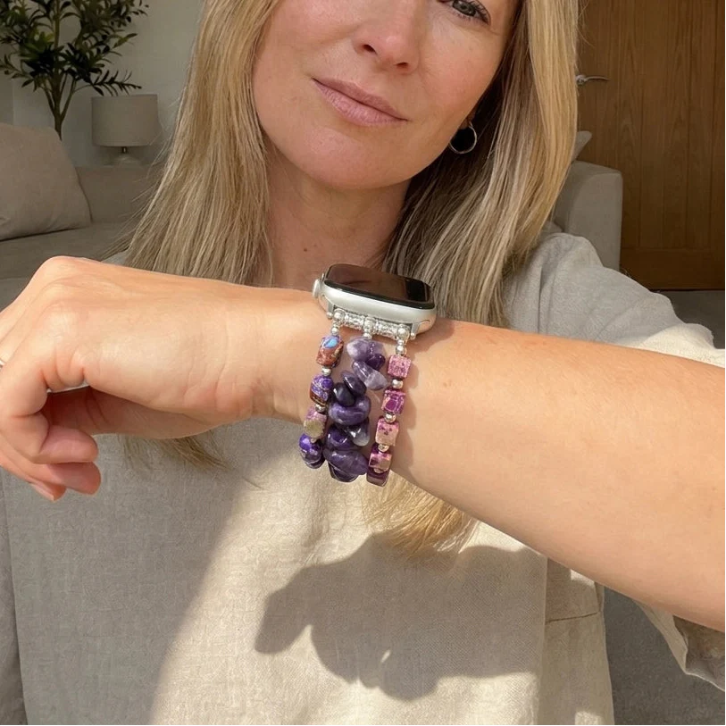 Amethyst & Jasper Fitbit Watch Band - Amethyst
