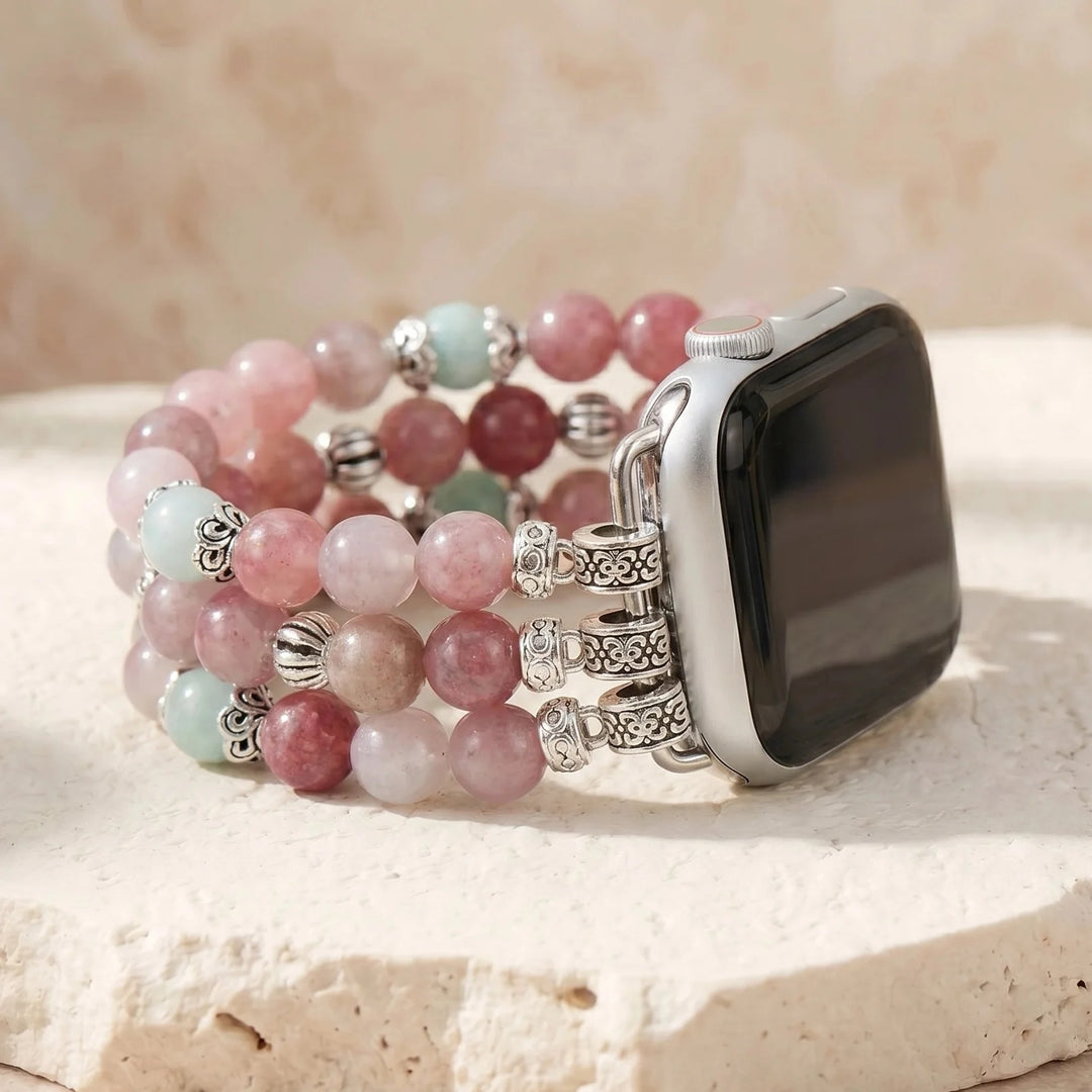 Bliss Strawberry Quartz Apple Watch Band - Clear Quartz