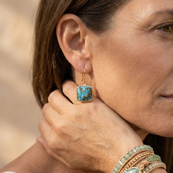 Expressive Turquoise Earrings - Turquoise