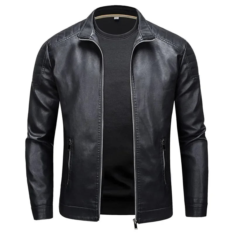Lederjacke mit Stehkragen