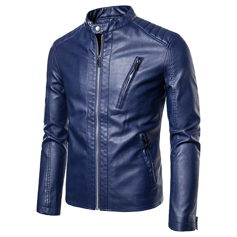 Elegante Lederjacke mit Stehkragen