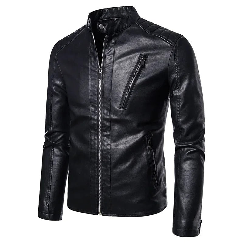 Elegante Lederjacke mit Stehkragen