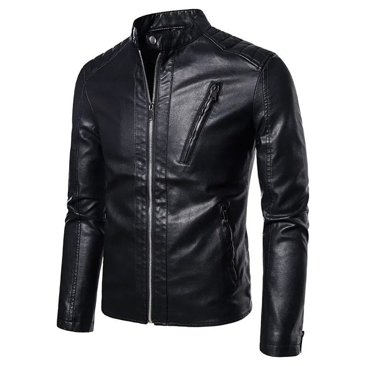 Elegante Lederjacke mit Stehkragen