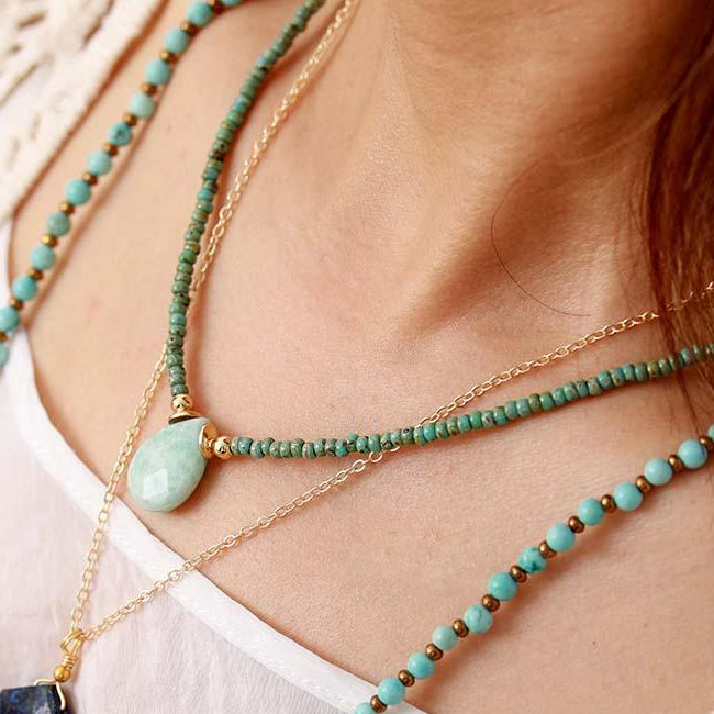 Amazonite Drop Necklace - Amazonite 
