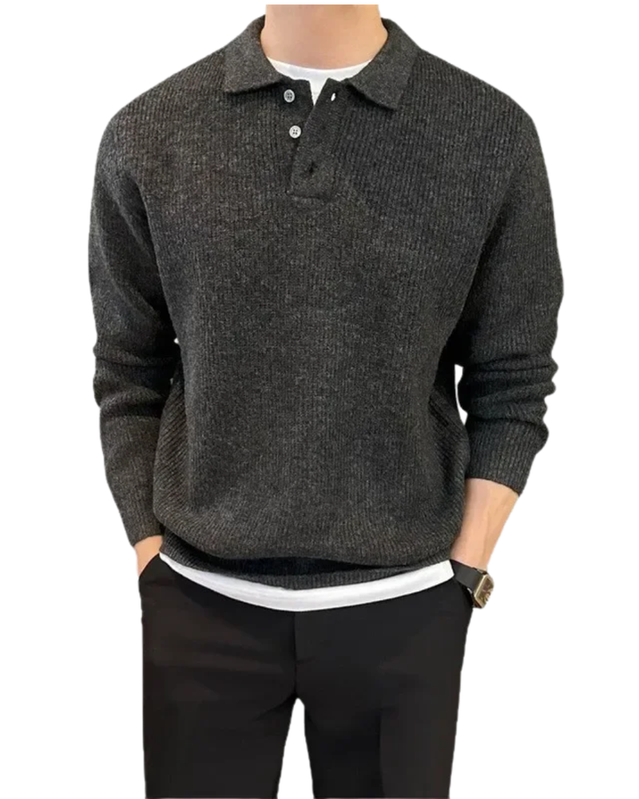 Eleganter gestrickter Poloshirt-Pullover