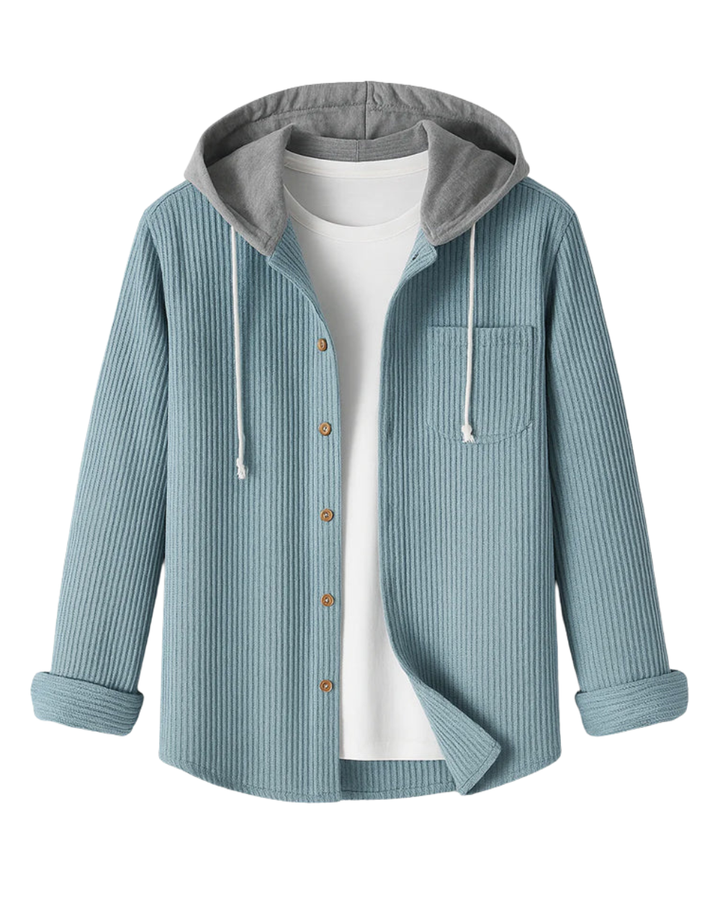 Corduroy Button-Up-Shirt mit Kapuze