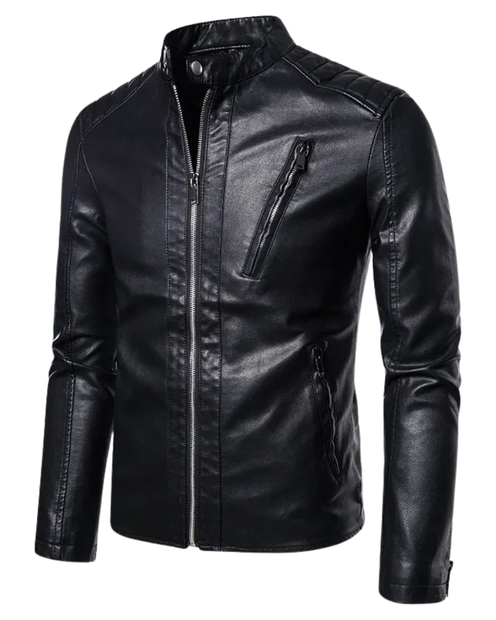 Elegante Lederjacke mit Stehkragen