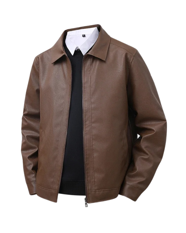 Elegante Leder-Bomberjacke